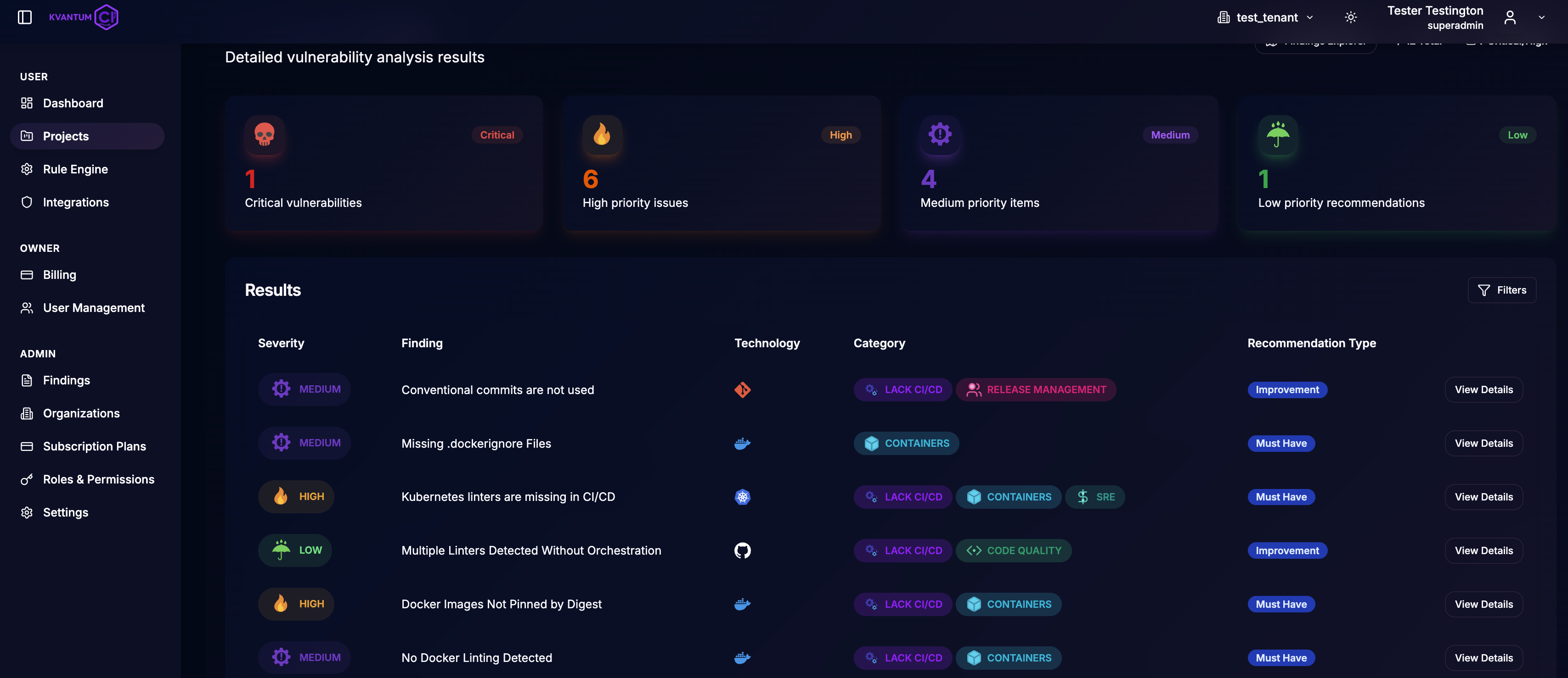 KvantumCI scan results